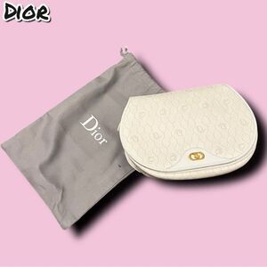 Vintage Christian Dior White Saddle Crossbody Bag with Gold Hardware